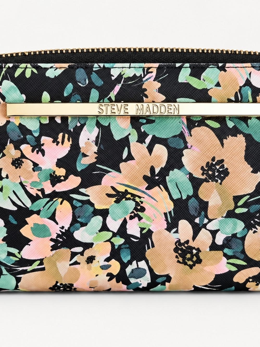 Steve Madden Black Floral Clutch